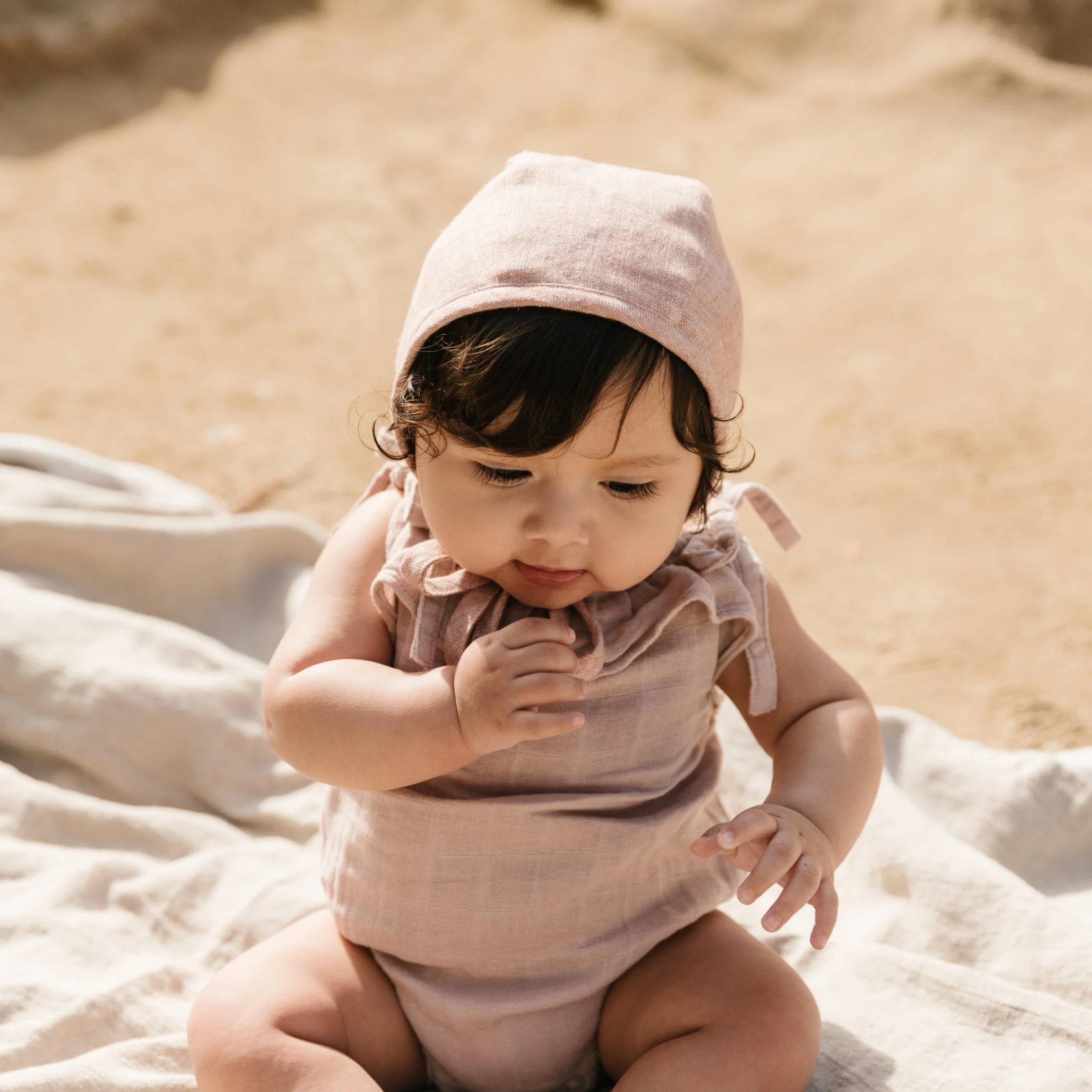 Blush Linen Bonnet - Image 3